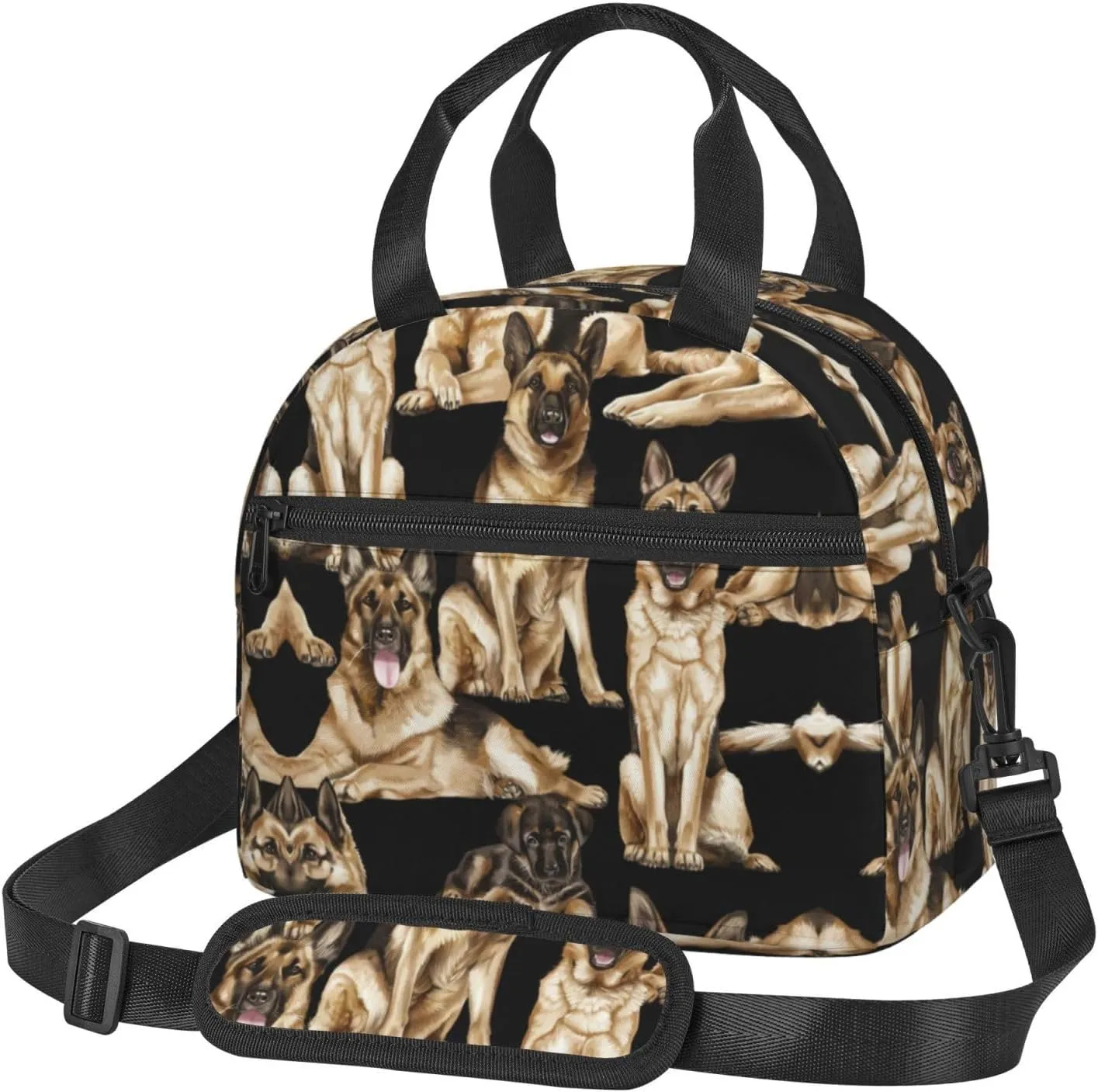 German shepherd dog Print Lunch Bag Adult Lunch Box for Women and Men with Adjustable Shoulder Adult Tote Bags