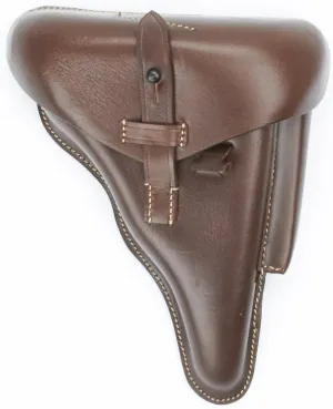 German WWII P08 Luger Brown Leather Hardshell Holster