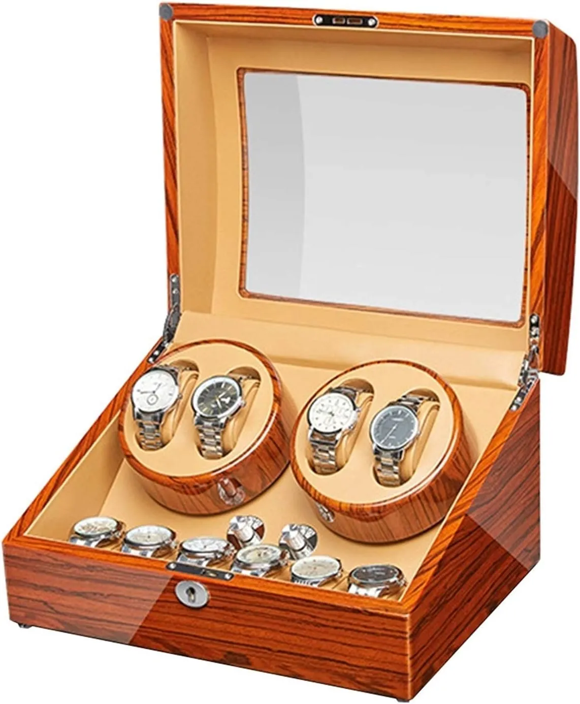 GeRRiT Automatic Watch Winder Box 4 6 Wood Shell Piano Paint Exterior Quiet Motor for Man Women Watches Flexible Watch Pads Watch Winder