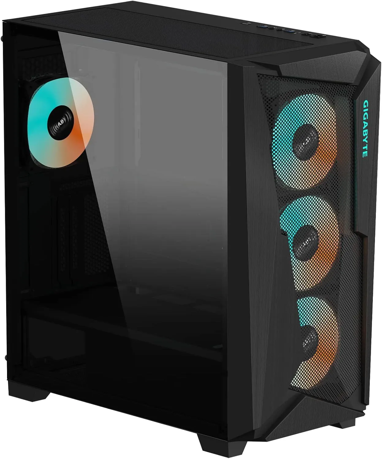 GIGABYTE C301 Glass - Black Mid Tower PC Gaming Case, Tempered Glass, USB Type-C, 4X ARBG Fans Included (GB-C301G)