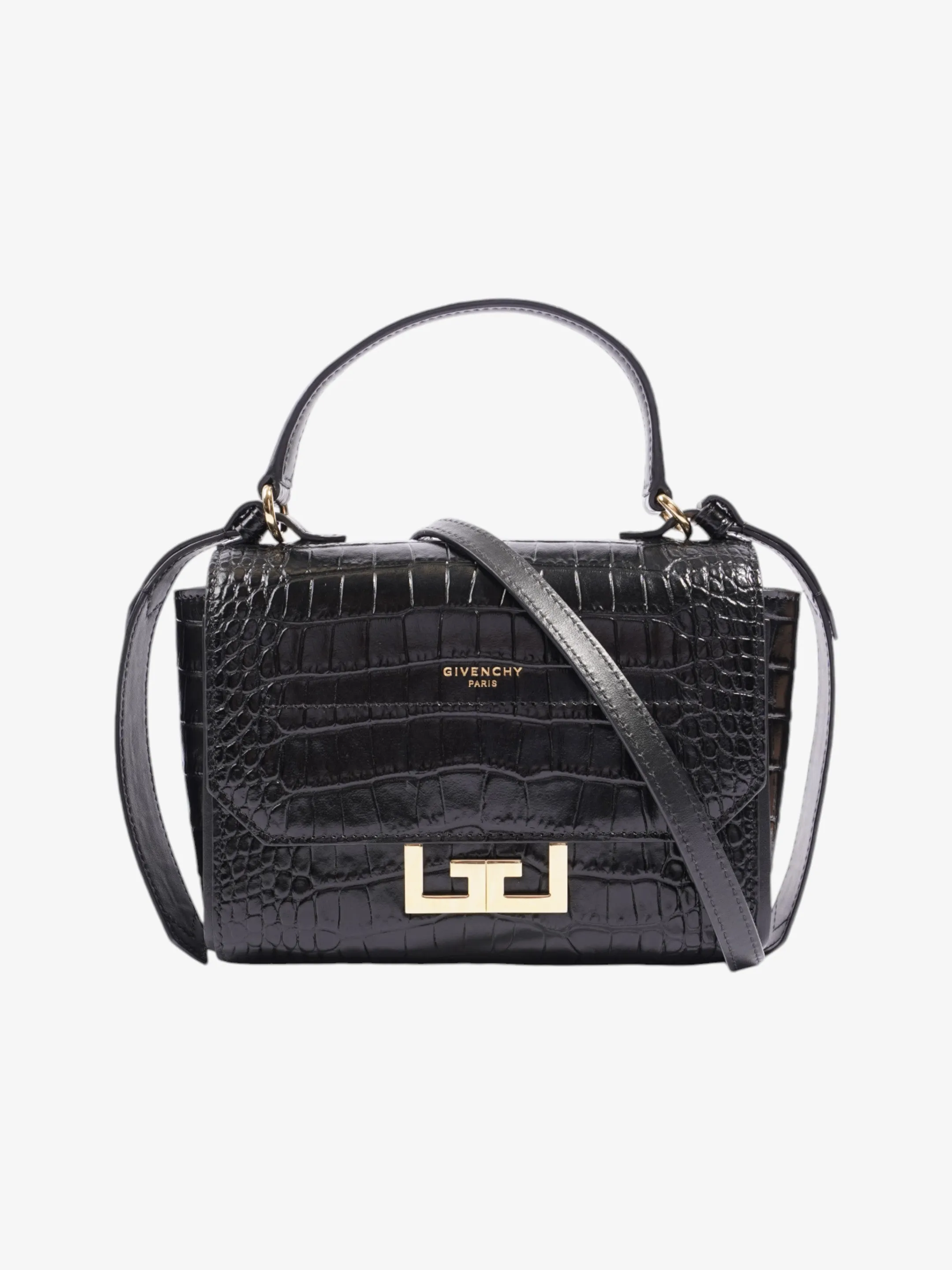 Givenchy Eden Top Handle Black Embossed Leather Mini