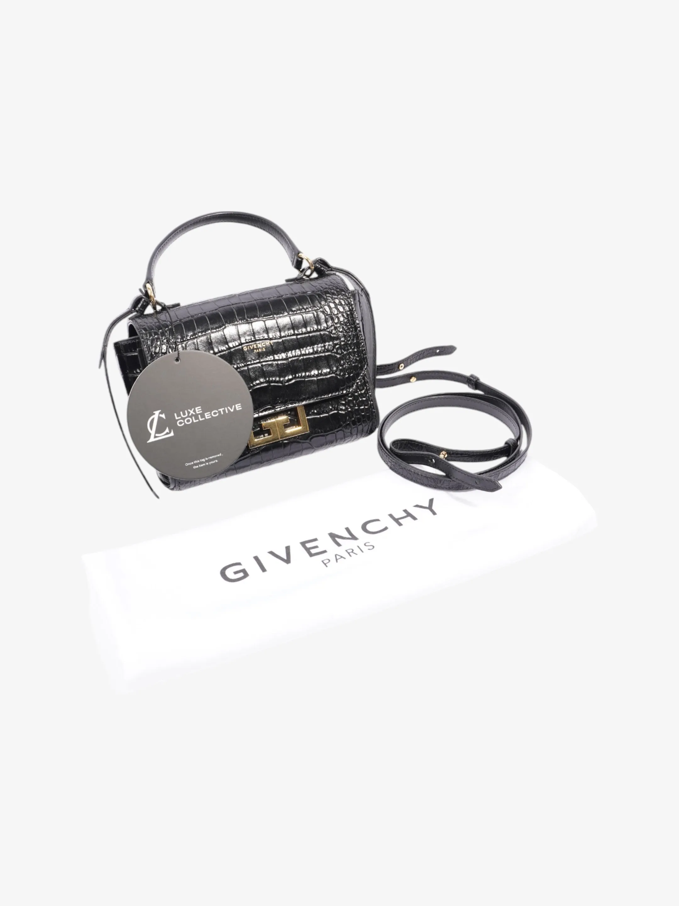 Givenchy Eden Top Handle Black Embossed Leather Mini