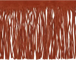 GLOBLELAND 5 Yards/4.5M PU Leather Fringe Trim Saddle Brown Double Side Leather Sewing Tassel Fringe for DIY Craft Handbag Clothing Dress Skirt Garment Shoes
