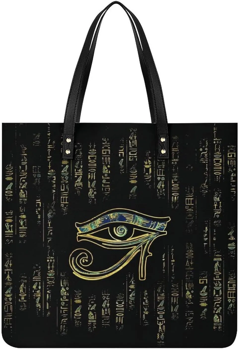 Golden Egyptian Eyes Egypt Hieroglyphs Women Tote Bags Top Handle Satchel Handbags PU Faux Leather Tassel Shoulder Purse
