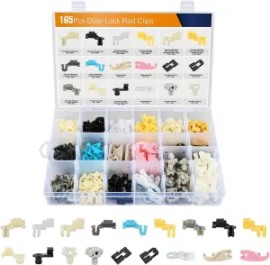 GOOACC 165pcs Door Lock Rod Clips Tailgate Handle Rod Lock Pawl Handle Rod End Retainer Assortment Fits 5/32" Rod for Chevy Silverado for GMC Sierra for GM Trucks Ford Chrysler Toyota Mazda