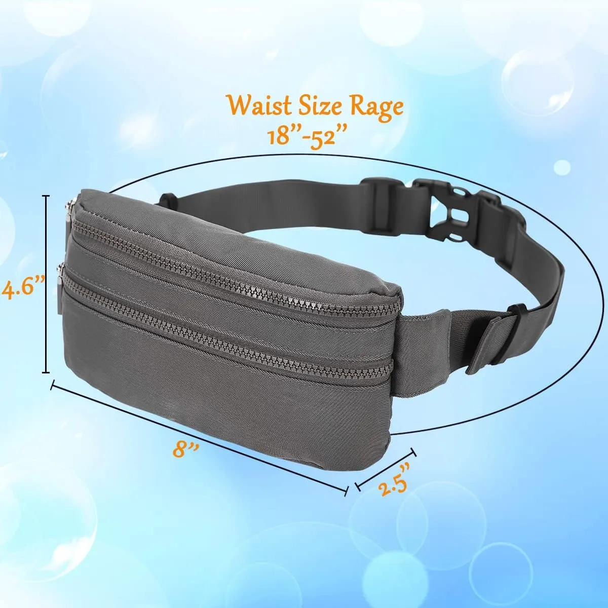 Goothdurs Fanny Pack for Women Men Fashion Waist Bag Waterproof Hip Bum Bag with Adjustable Belt for Running Travel Hiking Cycling Money