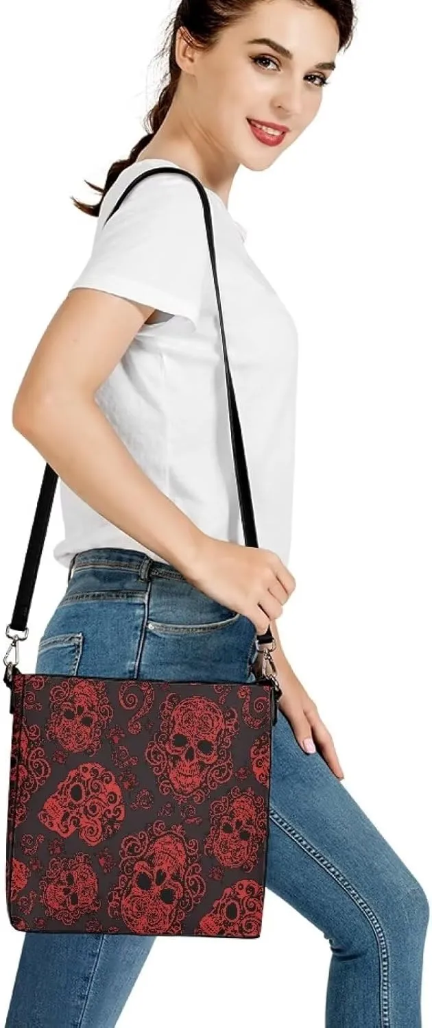 Gothic Style Bucket Bags Purses for Women with Adjustable Strap, PU Leather Tote Handbags Large Top Handle Satchel