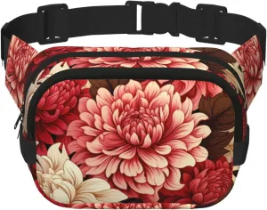 Gradually blooming flowers Square double - layer fanny pack with adjustable shoulder strap - travelling fanny pack - perfect for outdoor sports