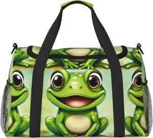 Green Frog print Weekender Overnight Carry On Bag Gym Luggage Bag Duffel Bag for Travel Women