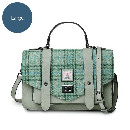 Green Mint Check Satchel with Harris Tweed®