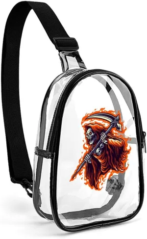 Grim Reaper Clear Sling Bag Small Chest Bag Backpack Crossbody Travel Hiking Daypack