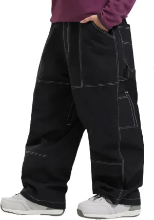 GSOU SNOW Womens Mens Snowboard Pants Super Baggy Ski Snow Pants Loose Sport Outdoor Insulation Waterproof