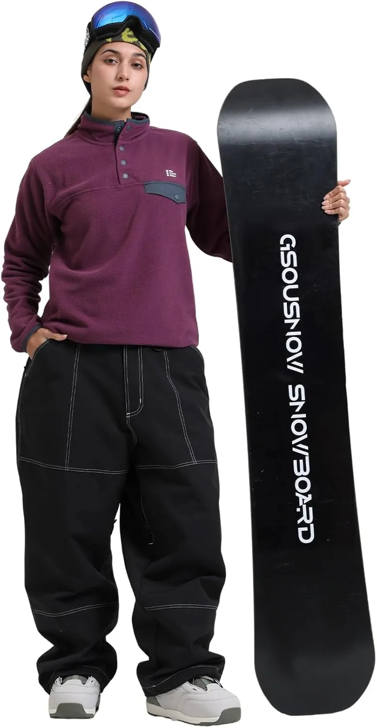 GSOU SNOW Womens Mens Snowboard Pants Super Baggy Ski Snow Pants Loose Sport Outdoor Insulation Waterproof