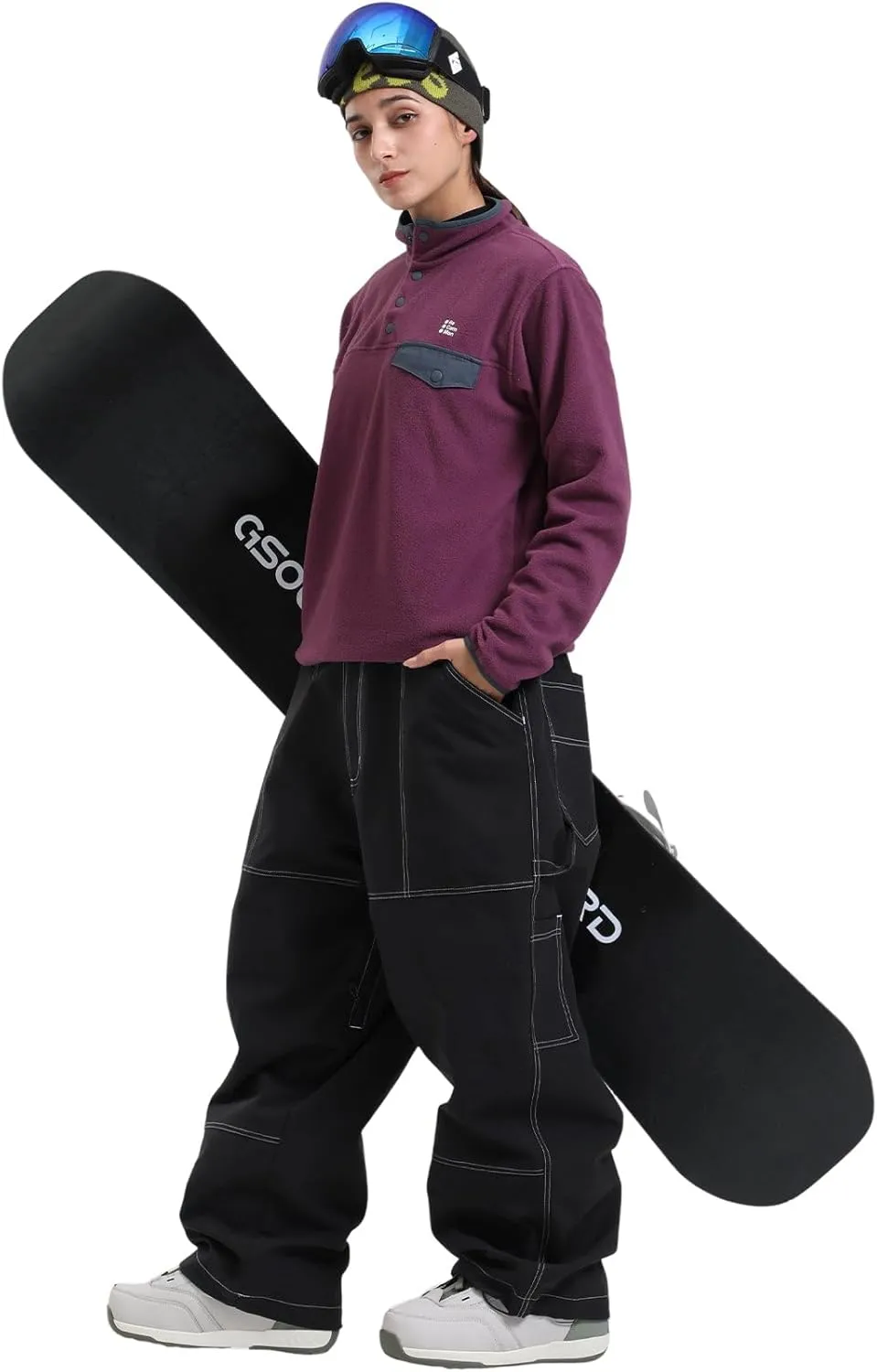 GSOU SNOW Womens Mens Snowboard Pants Super Baggy Ski Snow Pants Loose Sport Outdoor Insulation Waterproof