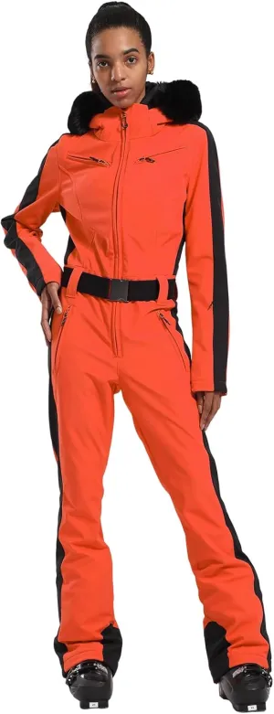GSOU SNOW Womens Ski Suit One Piece Snowsuit Snowboard Slim Insulated Jumpsuit Jacket Waterproof Windproof for Outdoor Sports