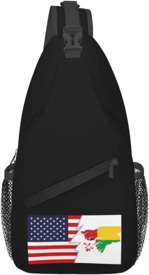 Guinea Bissau Terrain Map And America Crossbody Bags For Women Men Chest Backpack Gym Shoulder Bag Travel Outdoor Sports Casual Crossbody Bags