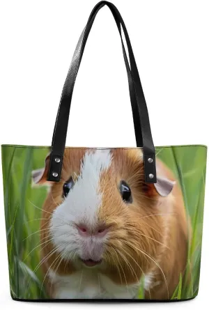 Guinea Pigs Women's Tote Shoulder Bag Handbag Top Handle Leather 29 * 34 * 14cm