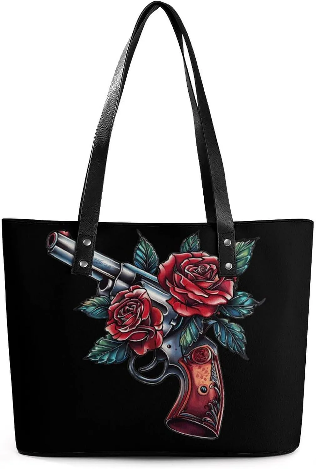 Guns And Rose Women's Tote Shoulder Bag Handbag Top Handle Leather 29 * 34 * 14cm