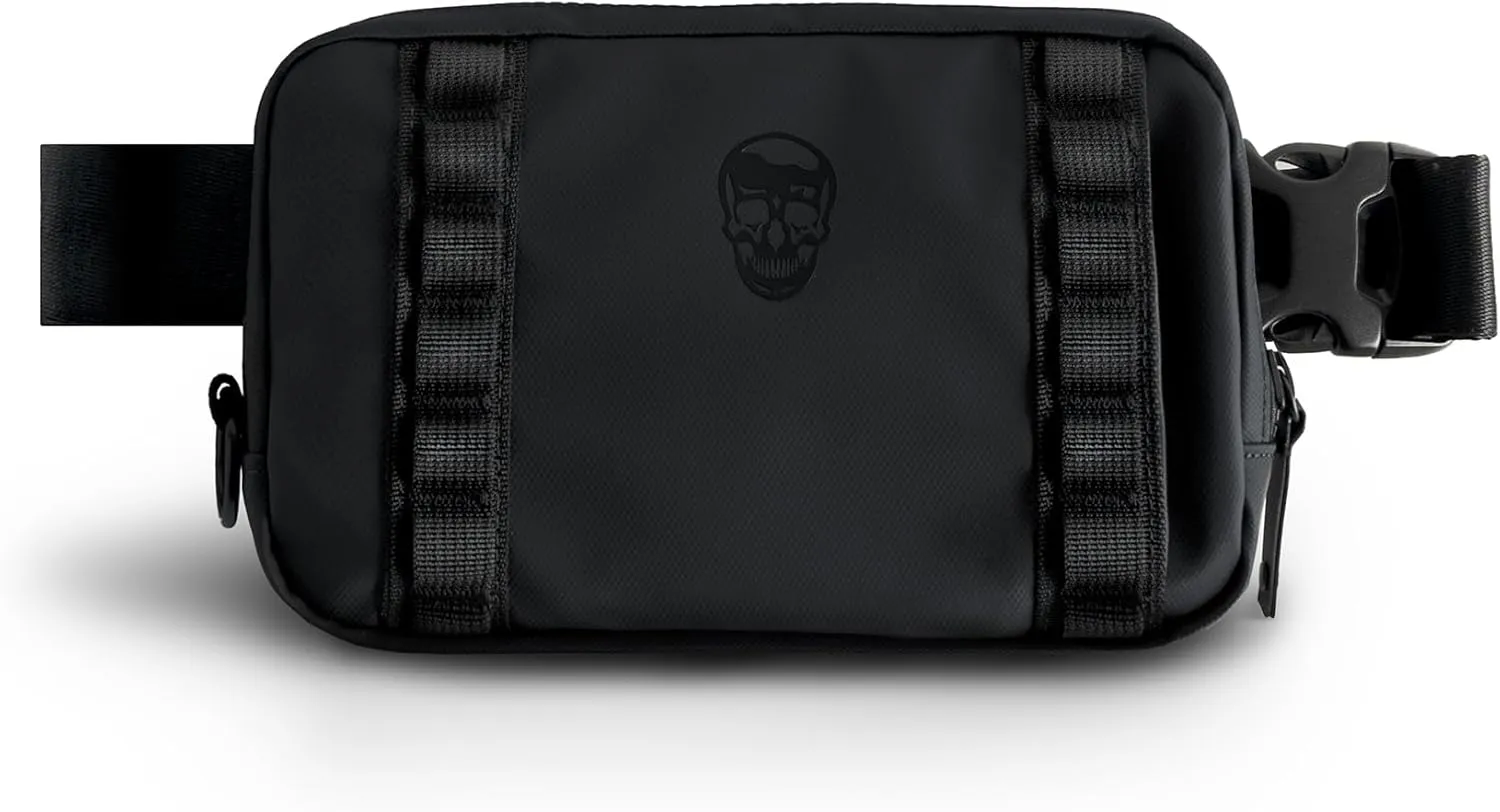 Gymreapers Travel Small Crossbody Bags for Men & Women with Hidden Pocket - Waterproof Crosssbody Fanny Pack for Men with Adjustable Shoulder Sling Belt for Traveling, Running & Hiking (Onyx)