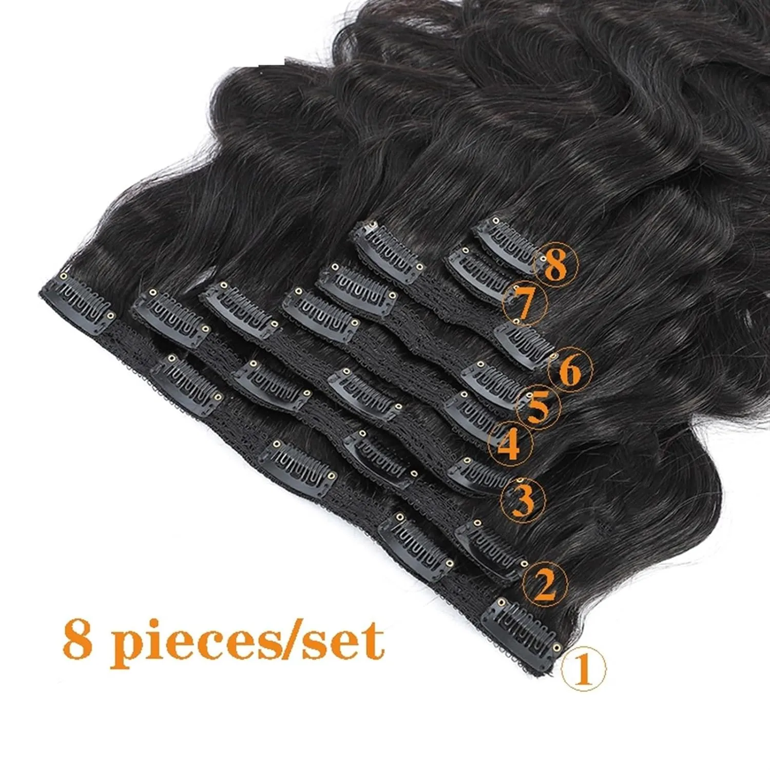 Hair Extensions 8Pcs Body Wave Brazilian Clip in Hair Extensions Human Hair 8-26Inch 8A Remy Hair Extensions Clip ins for Black Women with 20Clips 120g Hair Pieces(8 Inch), 120g/Set