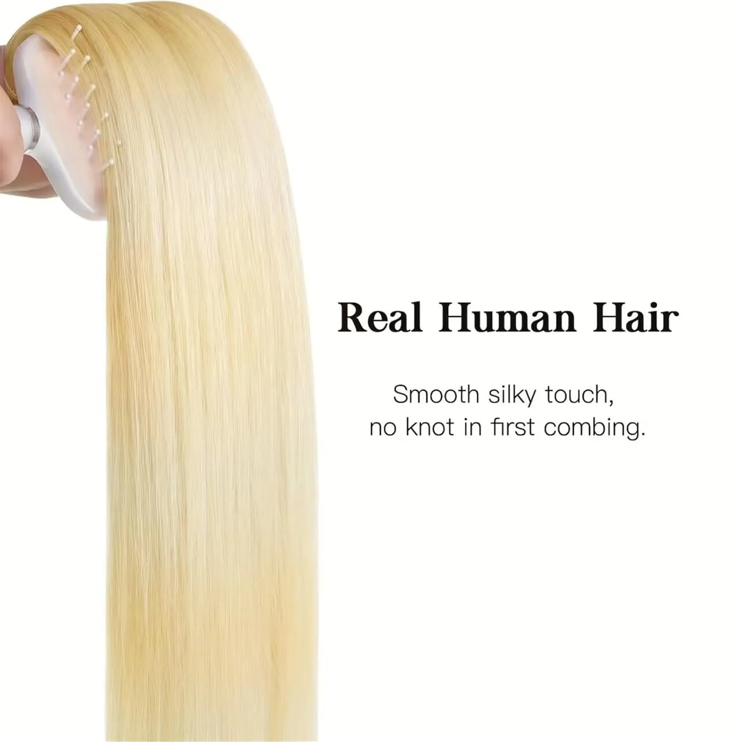 Hair Extensions 8Pcs Clip in Hair Extensions Real Human Hair Blonde, 14-26 Inch Blonde 100% Remy Straight Human Hair #613 Blonde Clip in Hair Extensions Hair Pieces(14 Inch)