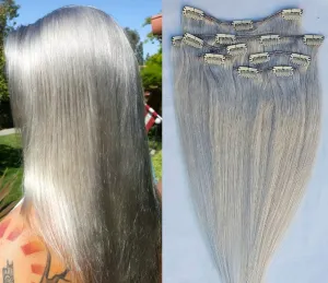Hair Faux You 24" Clip in Hair Extensions Real Human Hair 100g Clip on for Full Head 7 pieces, 14 clips, Silky Straight Weft Remy Hair Color # Light Ash Blonde (Without Gold Tint)