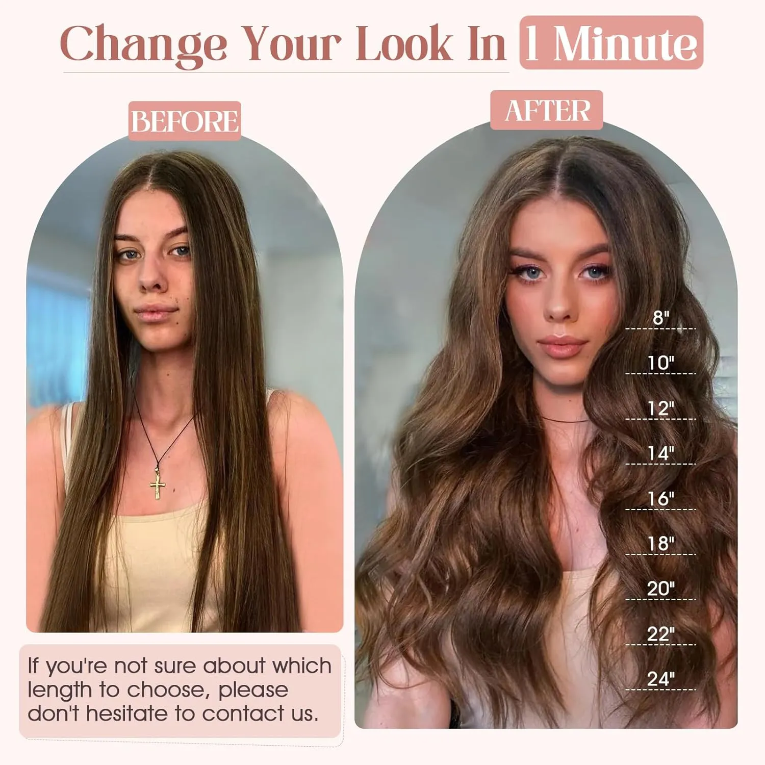 Hairro 100% Human Hair Clip in Extensions 8 Inch 40g One-piece 5 Clips Long Straight Clip on Hairpiece Half Head for Women Wide Standard Weft Soft Silky #2 Dark Brown
