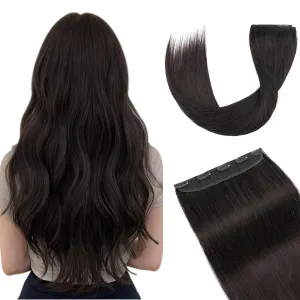 Hairro Clip in Hair Extensions Real Human Hair, 8 Inch 40g Standard Weft Invisible Clips on Hairpieces Soft Silky Straight Hair for Women Adding Length, Gentle Black