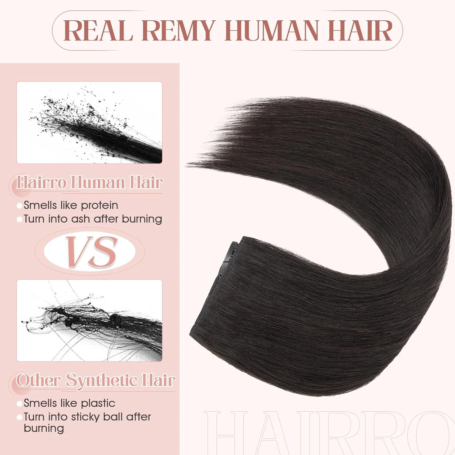 Hairro Clip in Hair Extensions Real Human Hair, 8 Inch 40g Standard Weft Invisible Clips on Hairpieces Soft Silky Straight Hair for Women Adding Length, Gentle Black