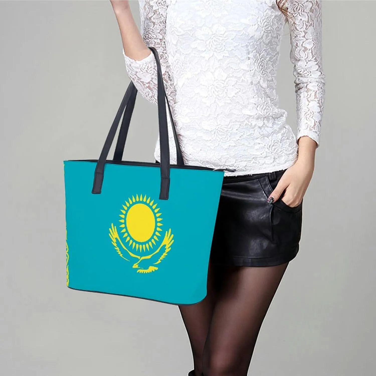 Haiti Flag Leather Handbag Women Large Tote Bag with Zipper Perfect for Work