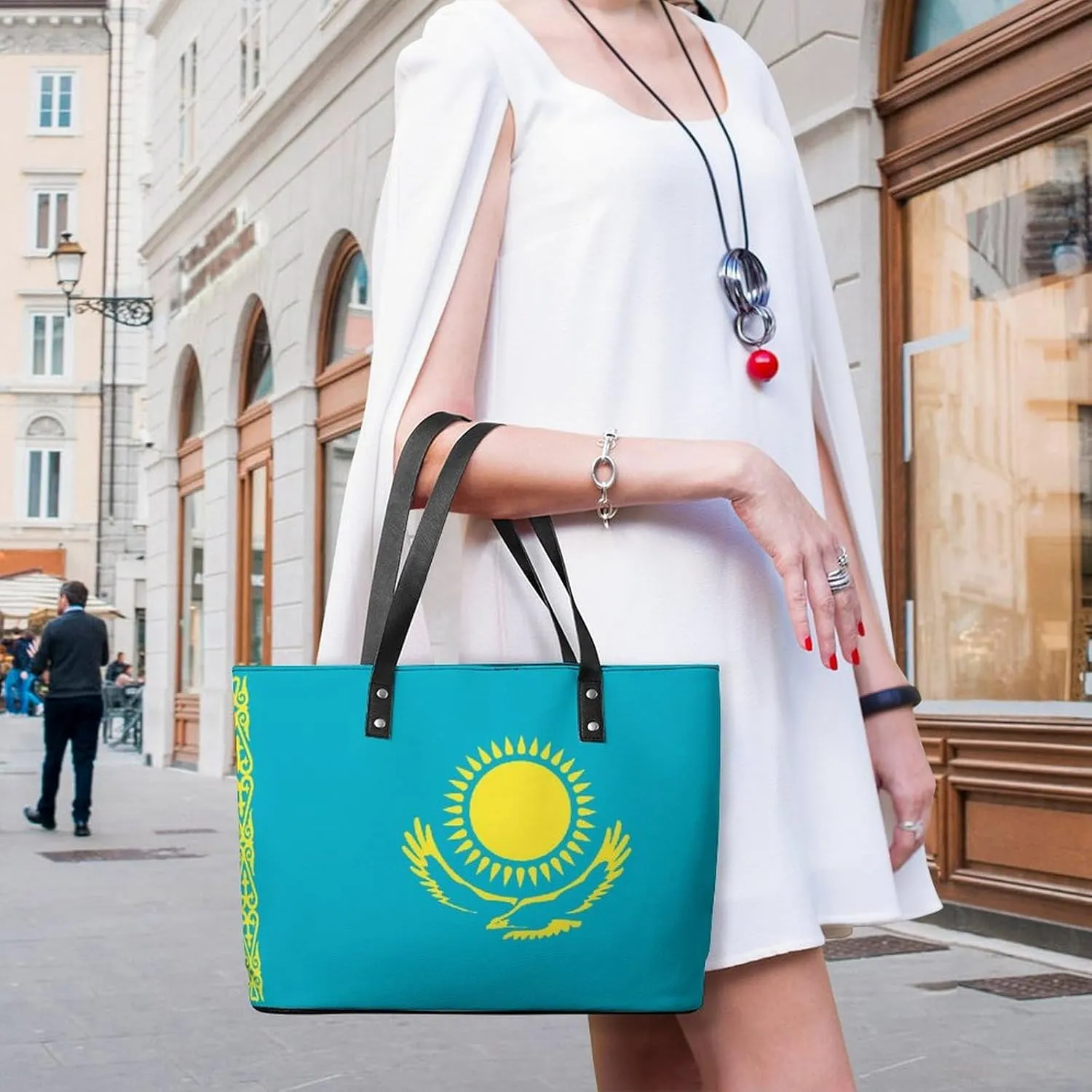 Haiti Flag Leather Handbag Women Large Tote Bag with Zipper Perfect for Work
