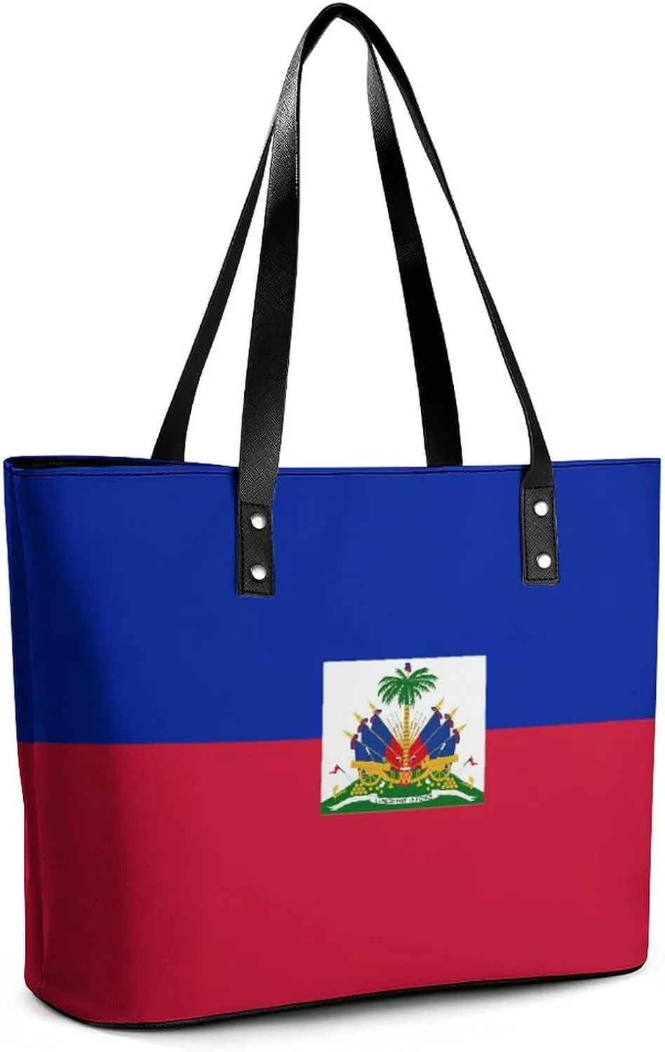 Haiti Flag Leather Handbag Women Large Tote Bag with Zipper Perfect for Work