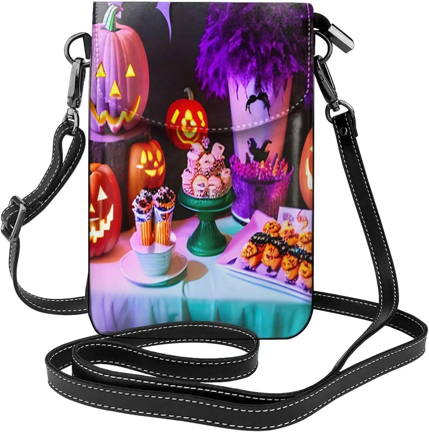 halloween carnival party Print crossbody cell phone purse for women,trendy mini handbag with credit card slots