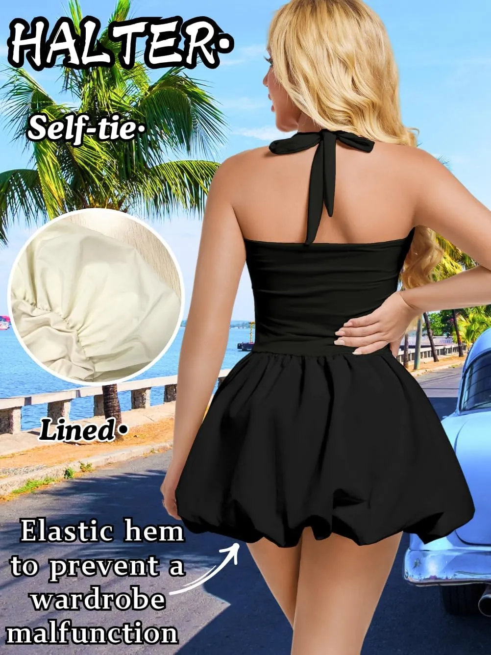 Halter Mini Bubble Dress, Date Night Birthday Homecoming, Coquette Short Corset for Women, Sexy Cute Going Out