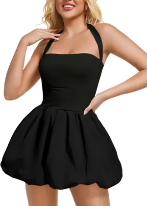Halter Mini Bubble Dress, Date Night Birthday Homecoming, Coquette Short Corset for Women, Sexy Cute Going Out