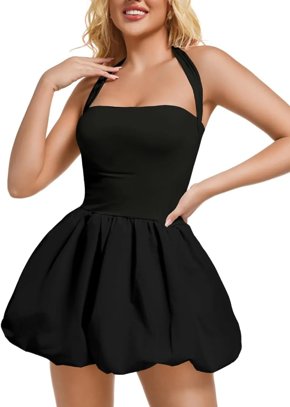 Halter Mini Bubble Dress, Date Night Birthday Homecoming, Coquette Short Corset for Women, Sexy Cute Going Out