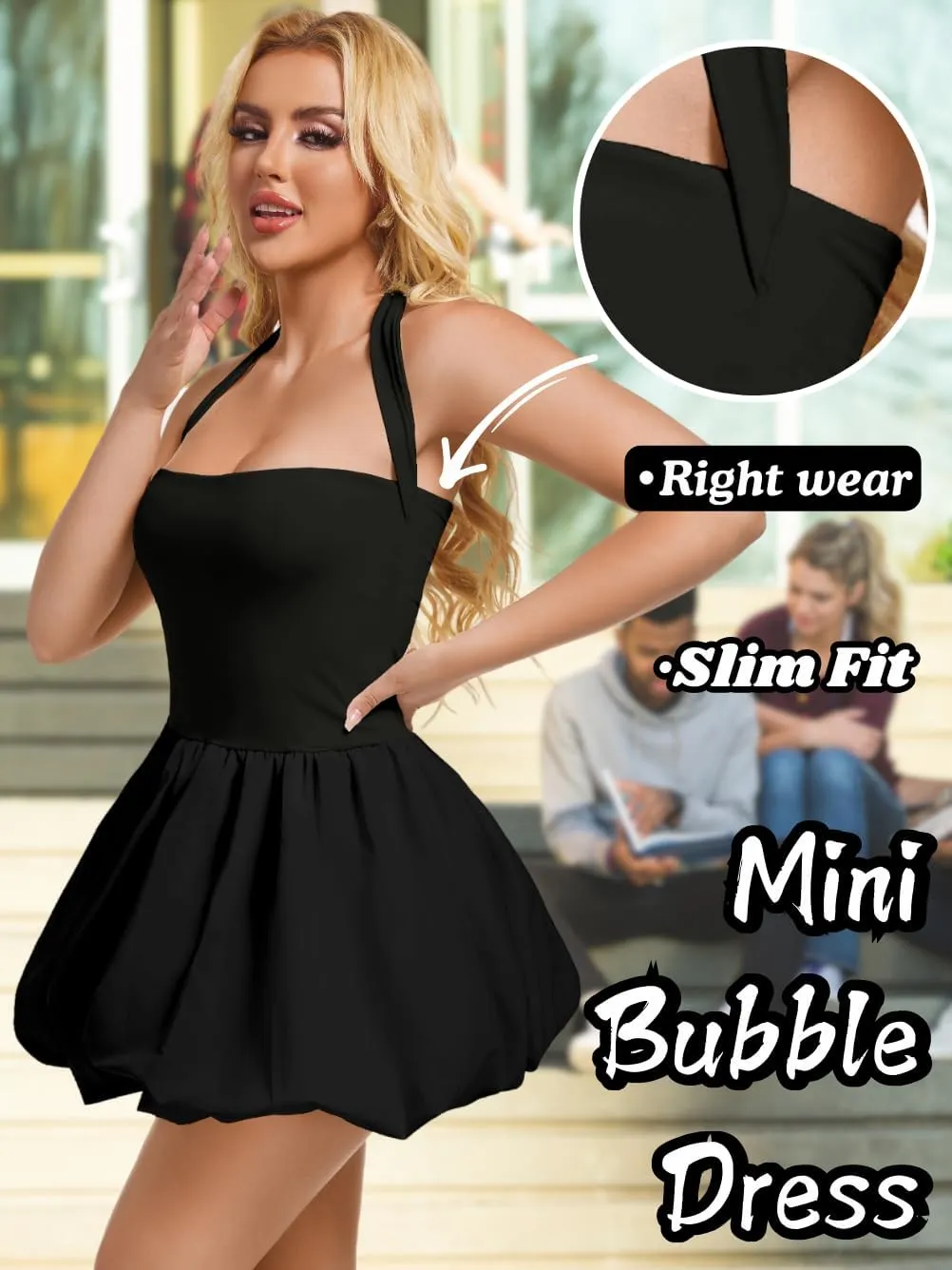 Halter Mini Bubble Dress, Date Night Birthday Homecoming, Coquette Short Corset for Women, Sexy Cute Going Out