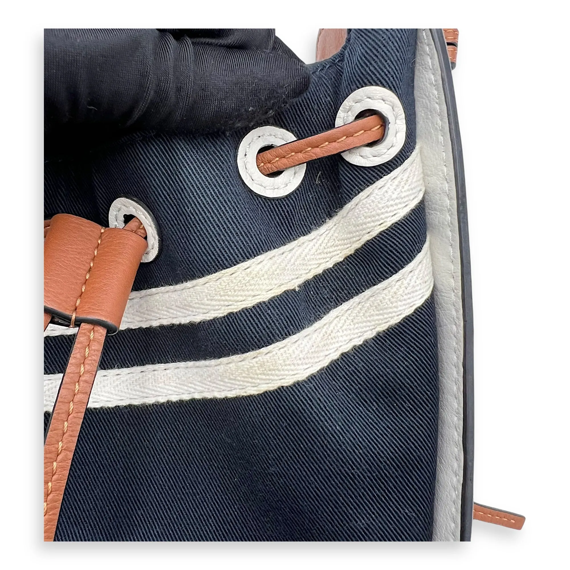 Hammock Mini White Top Handle Bag in Calfskin and Canvas, Silver hardware