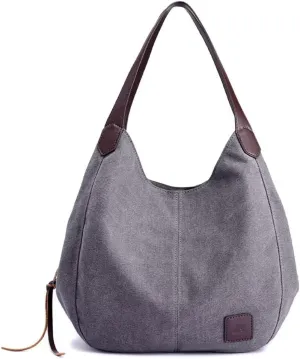 Handbag for Women Canvas Work Tote Bag Ladies Cloth Purse Casual Everyday Shoulder Bag Multi-Pocket Top Handle Handbag