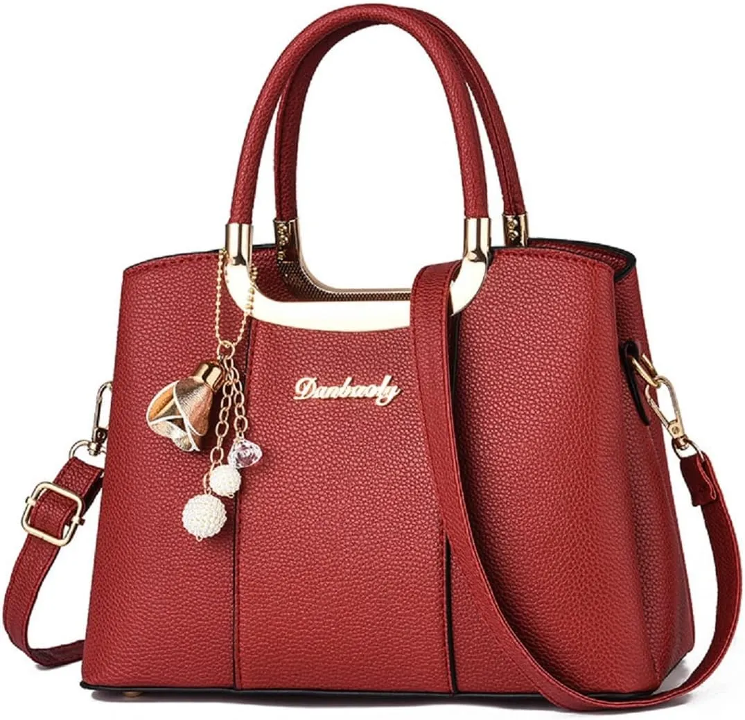 Handbags and Purses for Women PU Leather Shoulder Bags Pendant Satchel Crossbody Bag Top-Handle Tote