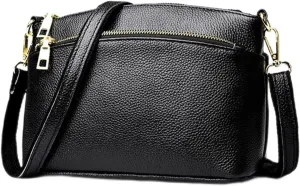 Handbags Shoulder Bags Leather Bag Women Cross Body Bag Black Handbag Zippers Ladies Cowhide Crossbody Bag Female Handba (Brown)
