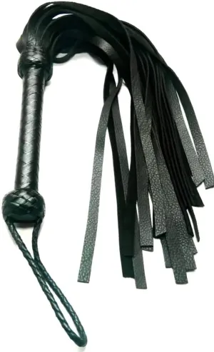 Handmade Genuine Real Cowhide Leather Thick and Hard Tails Black Flogger Whip