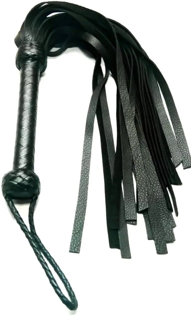 Handmade Genuine Real Cowhide Leather Thick and Hard Tails Black Flogger Whip