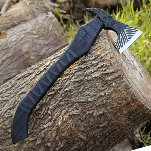 Handmade Viking Axe - Black Coated Ash Wood Handle, Hand-Forged Carbon Steel | Custom Gift for Men, Boyfriend, Husband Birthday, Anniversary