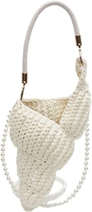 Handmade Woven Seashell Beach Shoulder Bag Handbag In Bohemian Style With Shoulder Straps And Premium Hardware