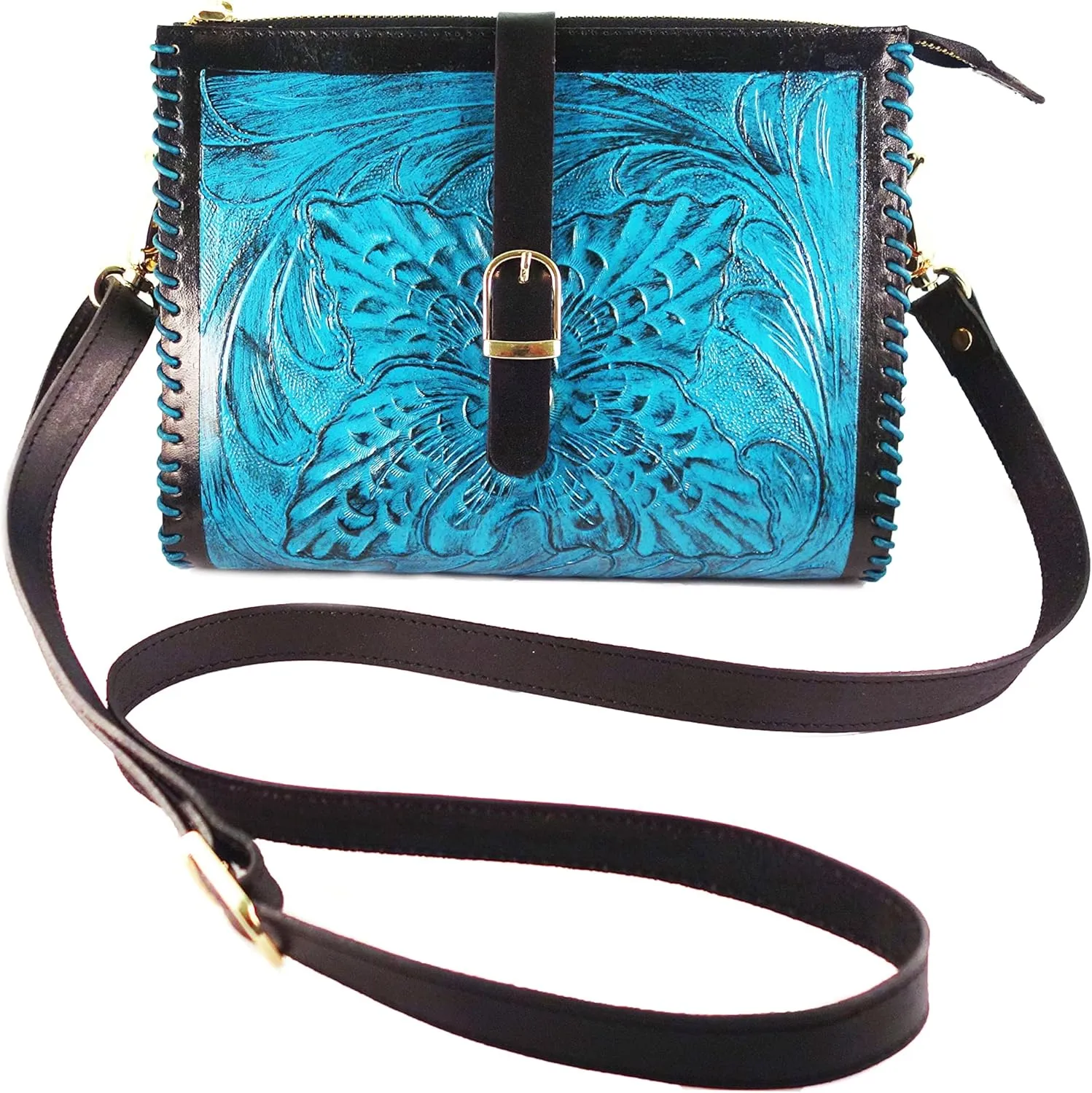 Hantooled Sling Leather Bag for Women, Tan Color, Crossbody Leather Bag, Women's Crossbody Handbag