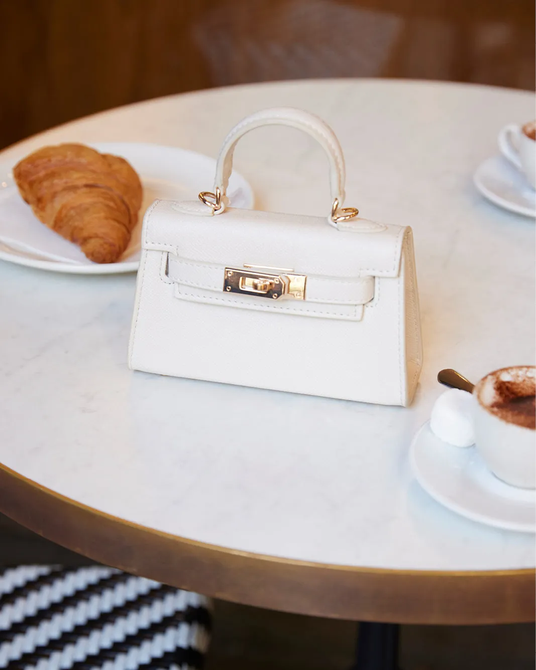 HARIETTE MINI HANDLE BAG - BONE SAFFIANO