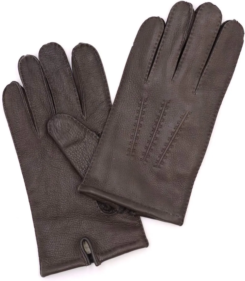 Harssidanzar Mens Deerskin Leather Gloves Cashmere Lined