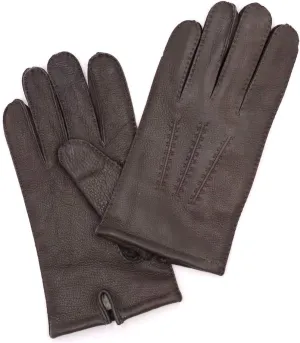 Harssidanzar Mens Deerskin Leather Gloves Cashmere Lined