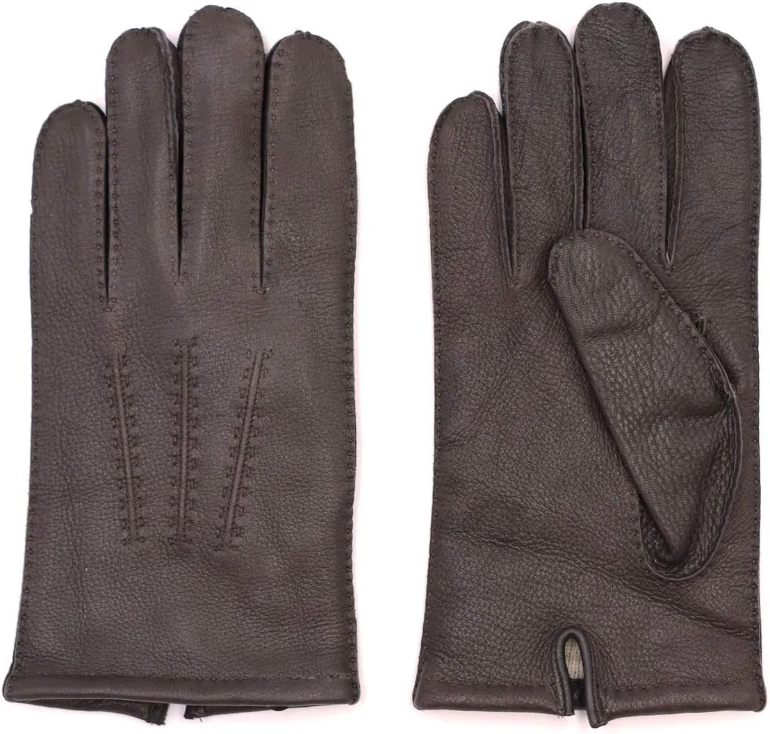 Harssidanzar Mens Deerskin Leather Gloves Cashmere Lined